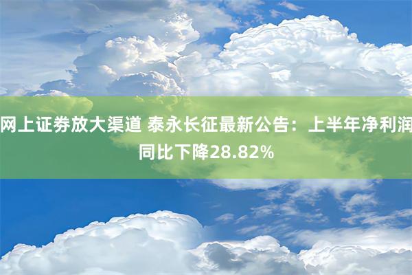 网上证劵放大渠道 泰永长征最新公告：上半年净利润同比下降28.82%