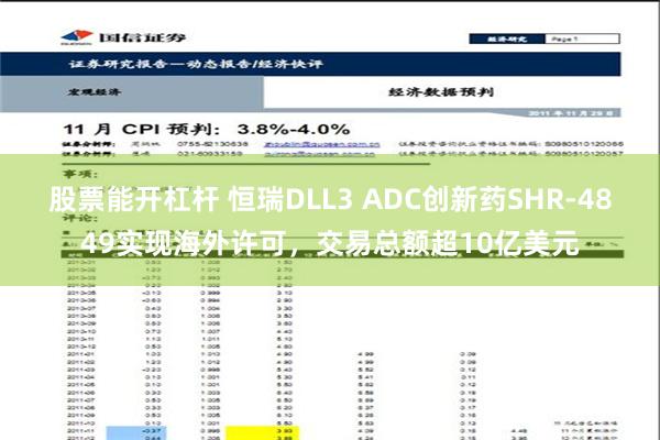 股票能开杠杆 恒瑞DLL3 ADC创新药SHR-4849实现海外许可，交易总额超10亿美元